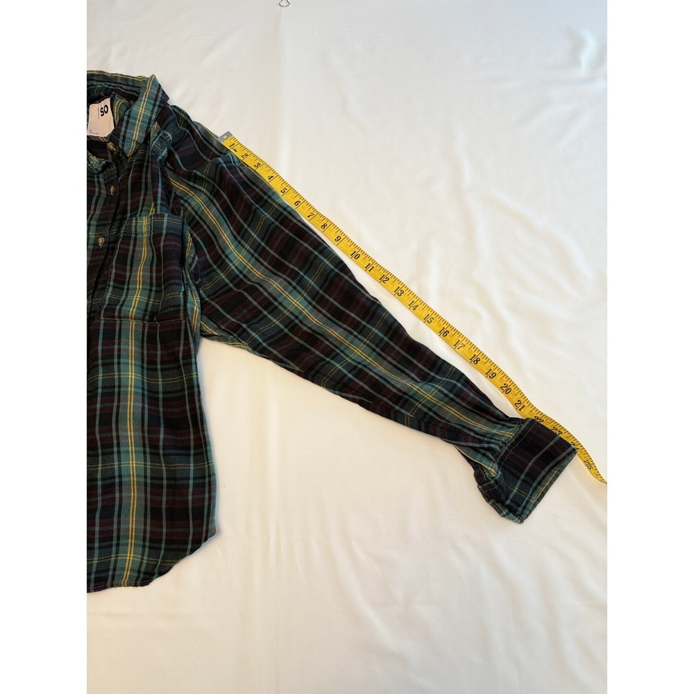 Vintage-Style Grunge‎ Plaid Flannel Button Down Green Black Soft Womens Size S - Picture 10 of 11
